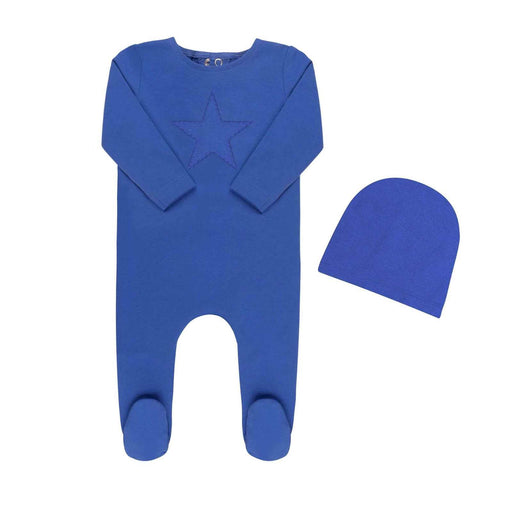 Ribbed Star Footie & Hat Cobalt Tricot Bebe