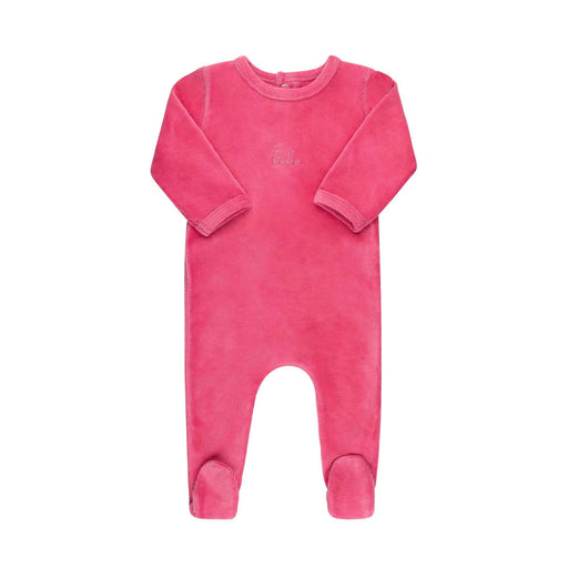 Ribbed Velour Bebe Footie & Hat Fuschia Tricot Bebe
