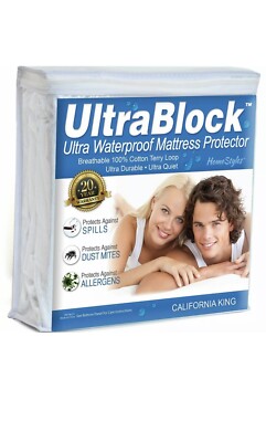 ULTRABLOCK WATERPROOF MATTRESS COVER, TWIN XL, WHITE, BREATHABLE, MATTRESS ULTRABLOCK