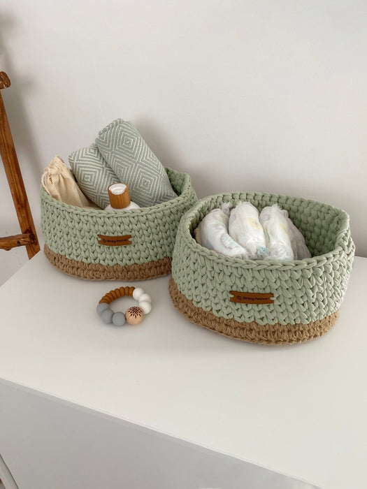 Diaper Caddy with Jute Accent Diaper Organizers Anzy Home