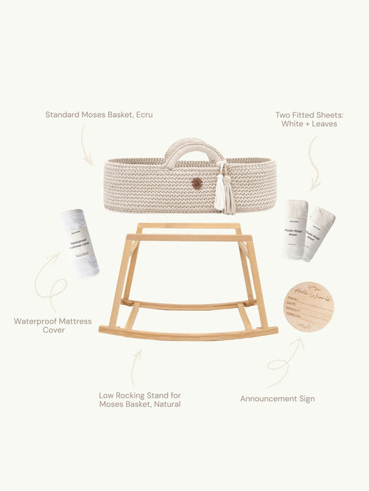 Essential Moses Basket Set Standard Ecru Anzy Home