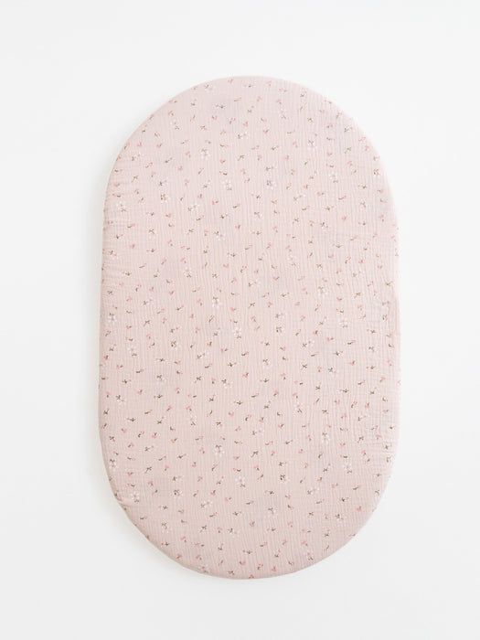 Muslin Mattress Fitted Sheets Pink Flowers One Size Bassinet & Cradle Accessories Anzy Home
