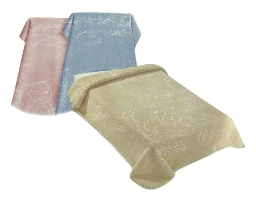 FIRST ESSENTIALS CRIB BABY ENGRAVED BEAR BLANKET (43"- 55") BLANKETS FIRST ESSENTIALS