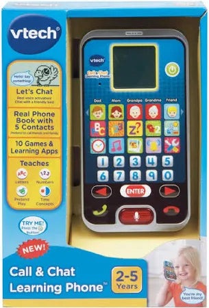 VTECH CALL AND CHAT LEARNING PHONE, PRETEND PLAY TOY PHONE FOR TODDLERS