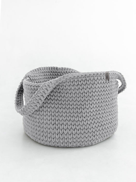 Basket Round with Handles Recycled Silver cord Baskets Anzy Home