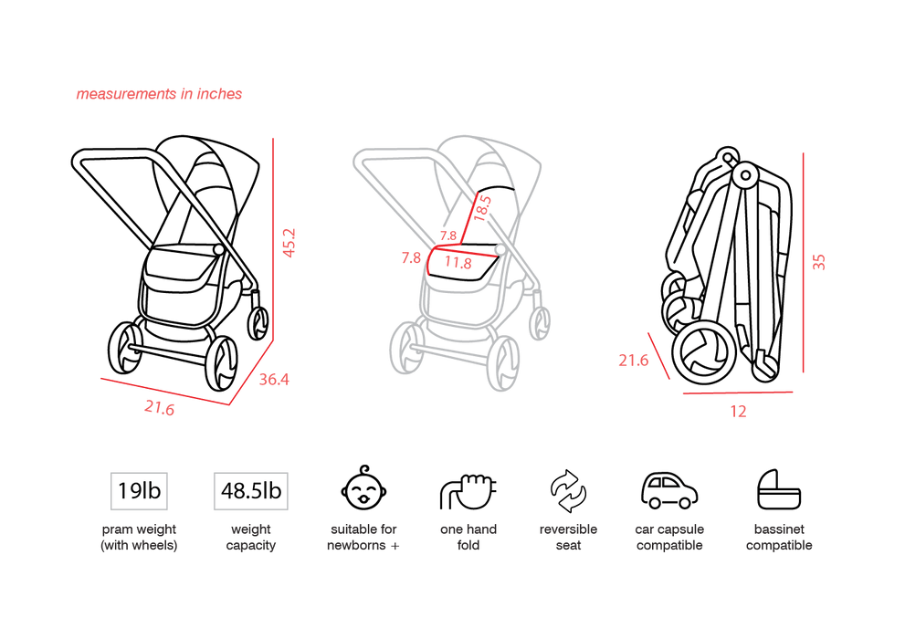 VALCO BABY TREND ULTRA LIGHTWEIGHT REVERSIBLE STROLLER