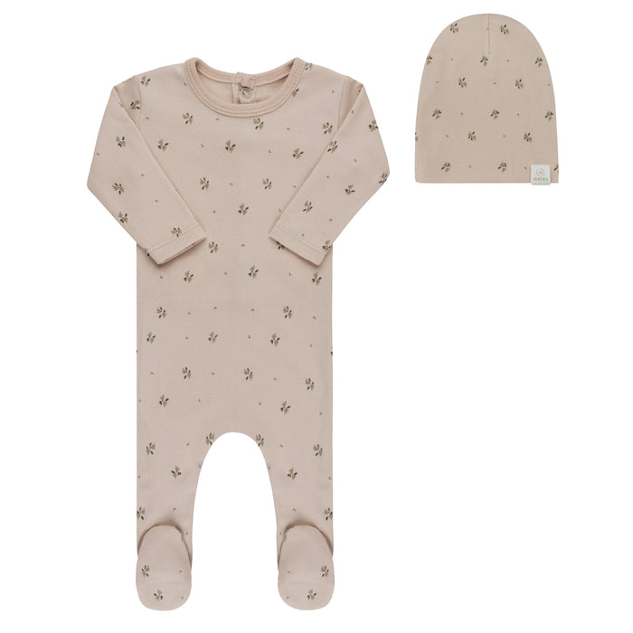 AURORA FLORAL PRINT COLLECTION - FOOTIE + BEANIE SAGE CLOTHING AURORA