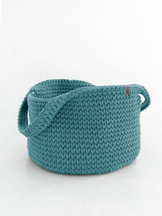 Basket Round with Handles Recycled Teal Baskets Anzy Home