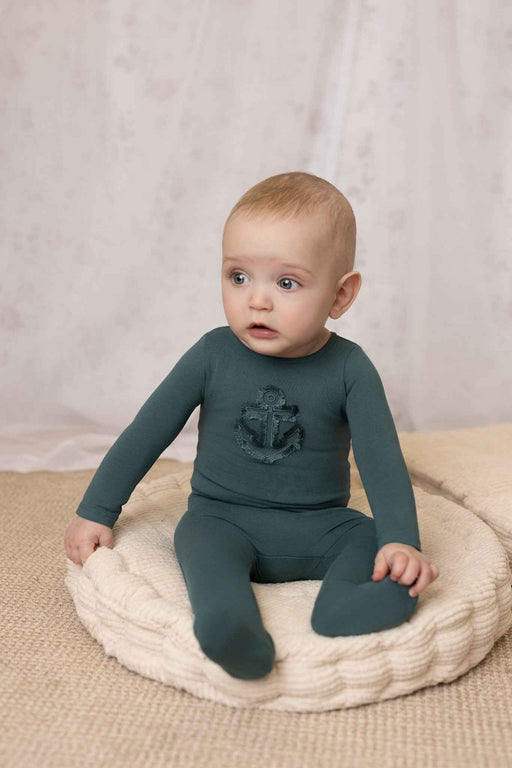 Fringe Footie Teal Tricot Bebe