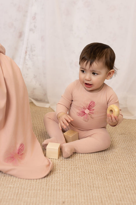 Embroidered Flower/Star Layette Set