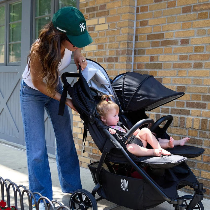 VALCO BABY SLIM TWIN S2 DOUBLE STROLLER - BLACK