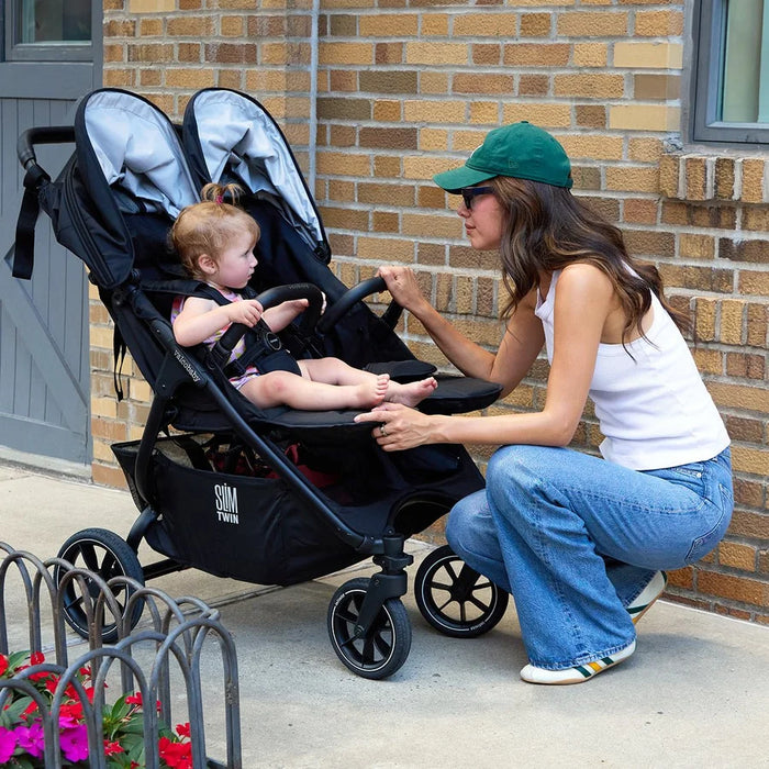 VALCO BABY SLIM TWIN S2 DOUBLE STROLLER - BLACK