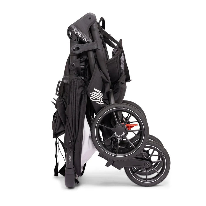 VALCO BABY SLIM TWIN S2 DOUBLE STROLLER - BLACK