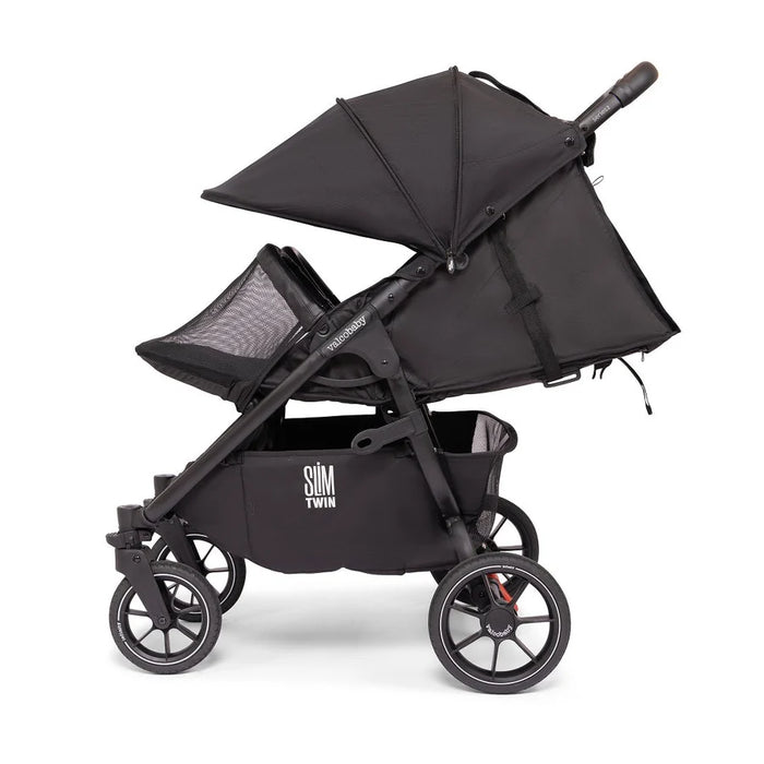 VALCO BABY SLIM TWIN S2 DOUBLE STROLLER - BLACK