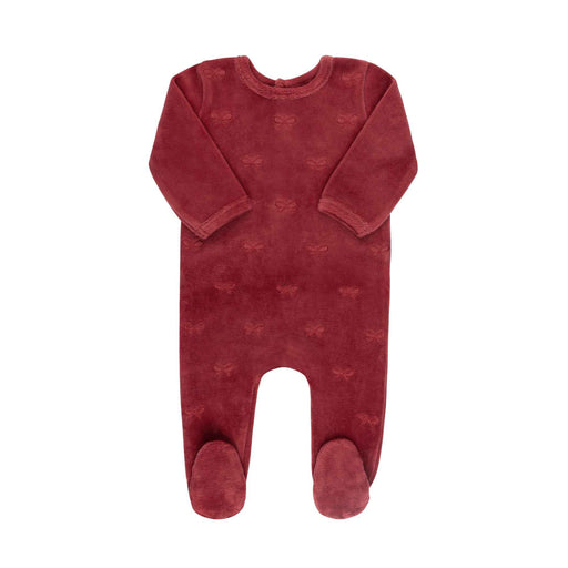 Embroidered Bow Footie & Hat Tricot Bebe