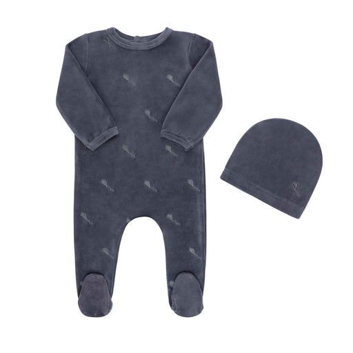 Embroidered Kite Footie & Hat Navy Tricot Bebe