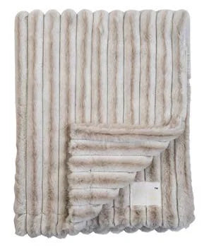 RITZ BABY FUZZY BLANKET SHADED STRIPY . BEIGE BLANKETS RITZ