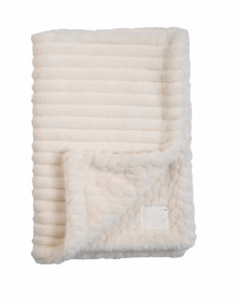 RITZ BABY FUZZY BLANKET SOLID STRIPE/SOLID DESIGN . OFF WHITE BLANKETS RITZ