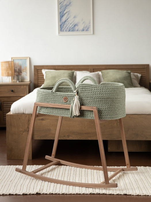 XL Moses Basket with Straight Hood Sage Green Bassinets & Cradles Anzy Home