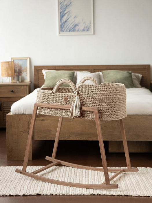 XL Moses Basket with Straight Hood Beige Bassinets & Cradles Anzy Home