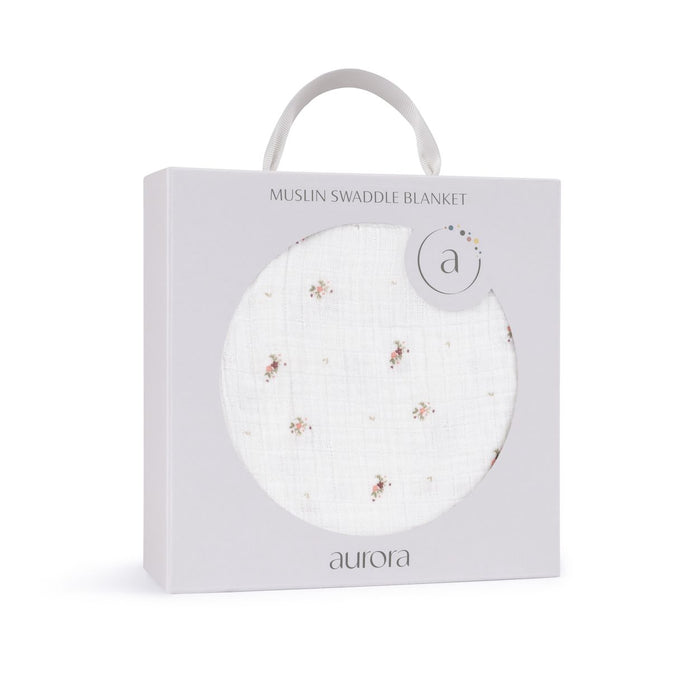 AURORA MUSLIN SWADDLE FLORAL PRINT . IVORY PINK CLOTHING AURORA