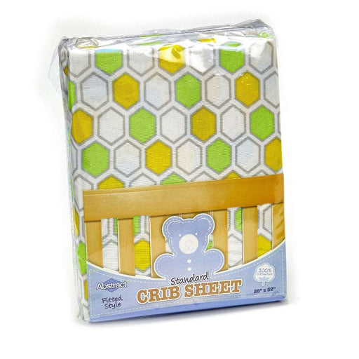 ABSTRACT FITTED SHEET HONEYCOMB YELLOW & GREEN FOR STANDARD CRIB - 28" X 52"