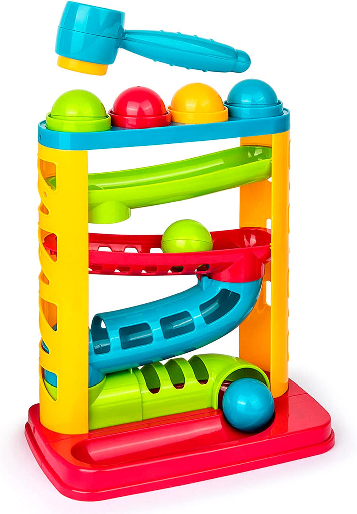 PLAYKIDIZ POUND A BALL TOYS FOR TODDLER, 4 BALLS AND PLASTIC